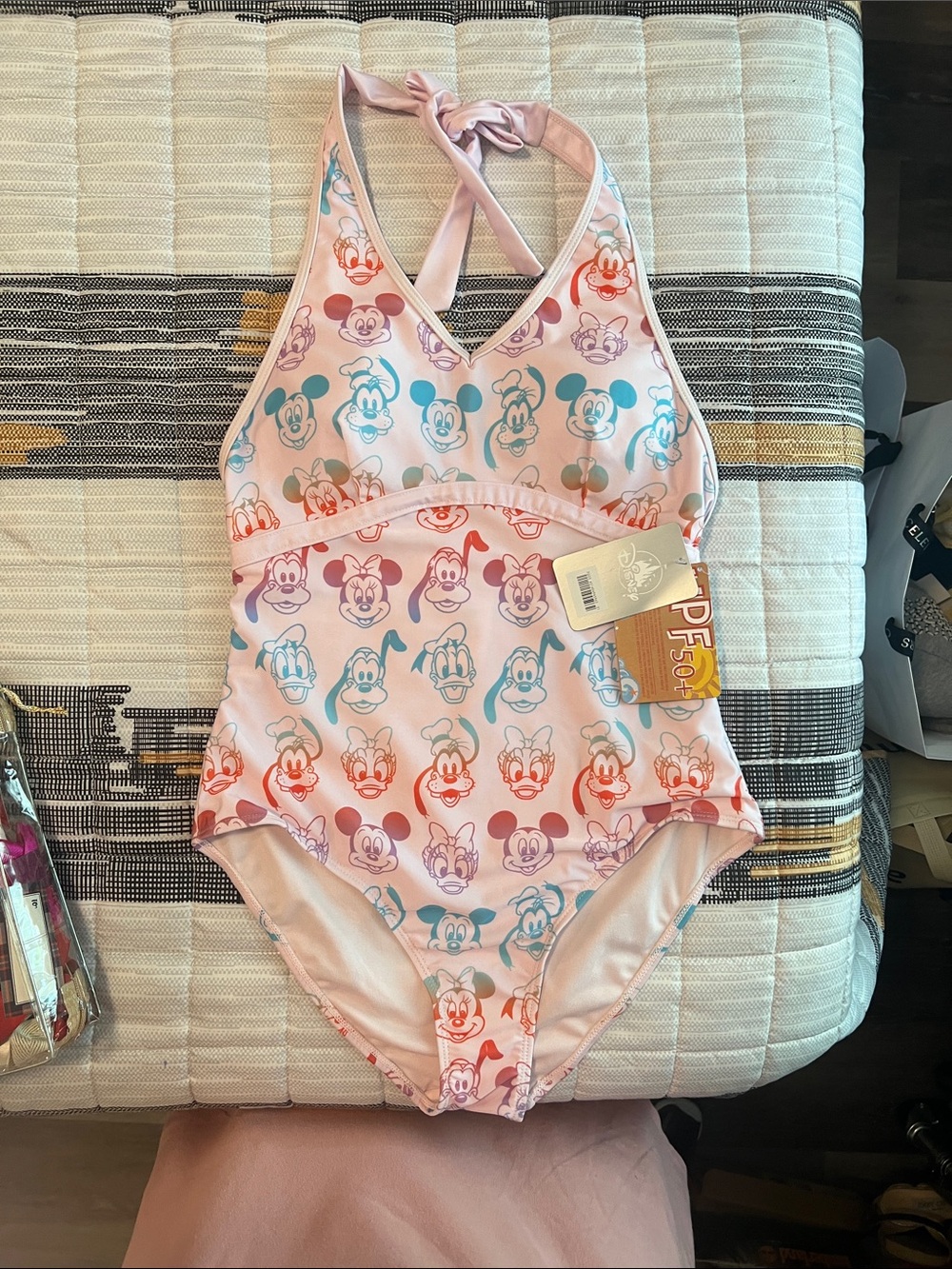 Disney Pink One-Piece woman Swim Suit with Multi-Color Character Print